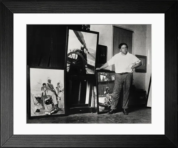 Framed Print : N. C. Wyeth in his studio, ca. 1930, by an unknown photographer. He was the father of Andrew Wyeth. Image has fine art copyright Framed Print : N. C. Wyeth in his studio, ca. 1930, by an unknown photographer. He was the father of Andrew Wyeth. Image has fine art copyright