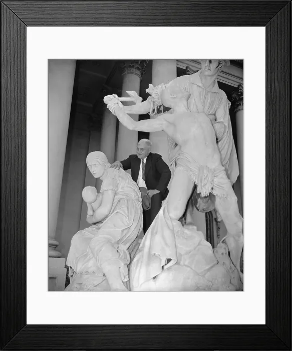 Framed Print : Rep. Usher Burdick, North Dakota, wants anti-Native American statue removed from the Capitol, April 1939
