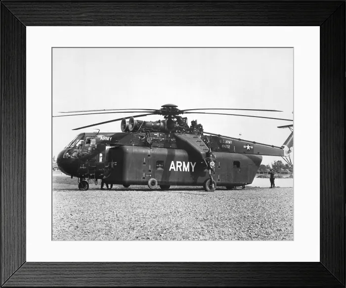 Framed Print : Transport Helicopter. Sky Crane helicopters could lift tremendous loads. In Vietnamthey were used by the US Army 1st Cavalry Division. Ca. 1965
