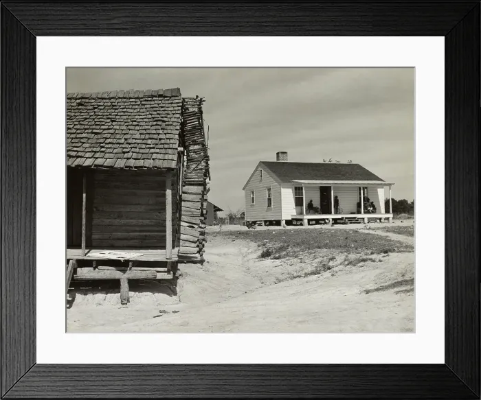 Framed Print : Old house and new home of Little Pettway's family, Gee's Bend, Alabama, May 1939