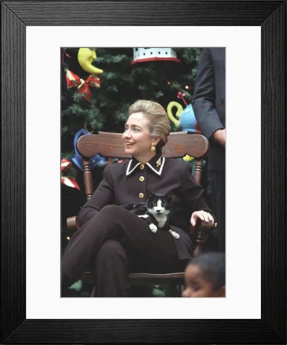 Framed Print : First Lady Hillary Rodham Clinton and Socks the Cat. Dec. 13, 1995. (BSLOC_2015_2_202)