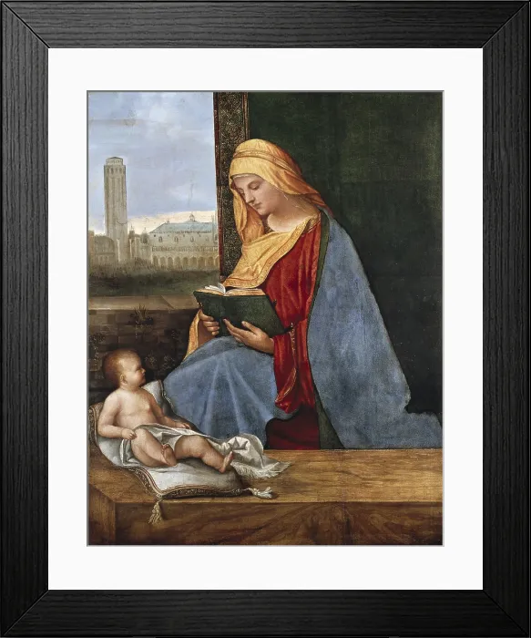 Framed Print : GIORGIONE, pupil of (15th-16th century). The Virgin and Child with a View of Venice (The Tallard Madonna). ca. 1477 - 1510. Renaissance art. Cinquecento. Venetian school Framed Print : GIORGIONE, pupil of (15th-16th century). The Virgin and Child with a View of Venice (The Tallard Madonna). ca. 1477 - 1510. Renaissance art. Cinquecento. Venetian school