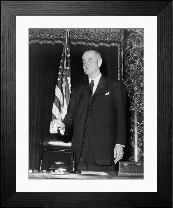 Framed Print : Vice President Lyndon Johnson, on rostrum of the Senate, in 1961