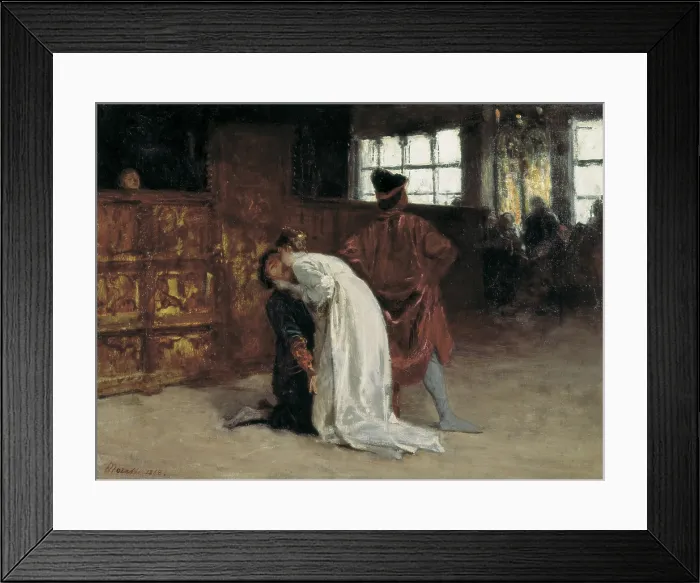 Framed Print : MORELLI, Domenico (1826-1901). The kiss. 1868. Macchiaioli. Oil on canvas. ITALY. Naples. National Museum of Capodimonte Framed Print : MORELLI, Domenico (1826-1901). The kiss. 1868. Macchiaioli. Oil on canvas. ITALY. Naples. National Museum of Capodimonte