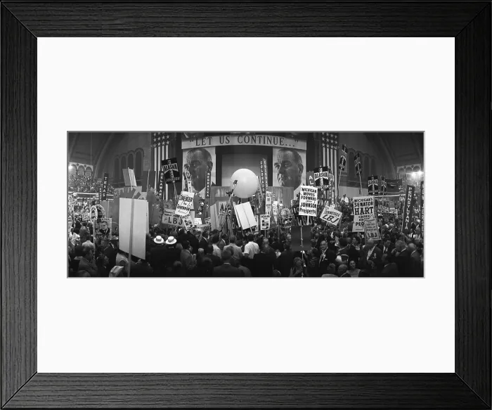 Framed Print : Delegates and stage at the 1964 Democratic National Convention, Atlantic City, New Jersey