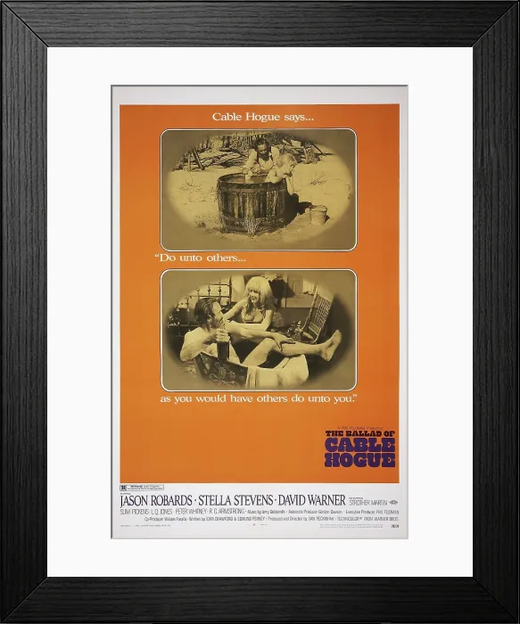 Framed Print : THE BALLAD OF CABLE HOGUE, US poster art, top and bottom inserts, from left: Jason Robards, Stella Stevens, 1970
