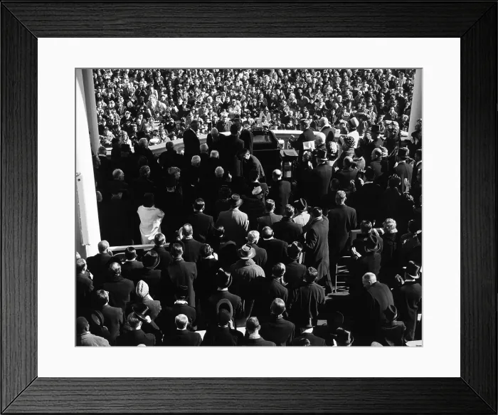 Framed Print : Inauguration of John Kennedy at East Portico, U.S. Capitol Building. View from the back of the audience, showing the faces of the crowd below. Jan. 20, 1961. (BSLOC_2015_2_221)