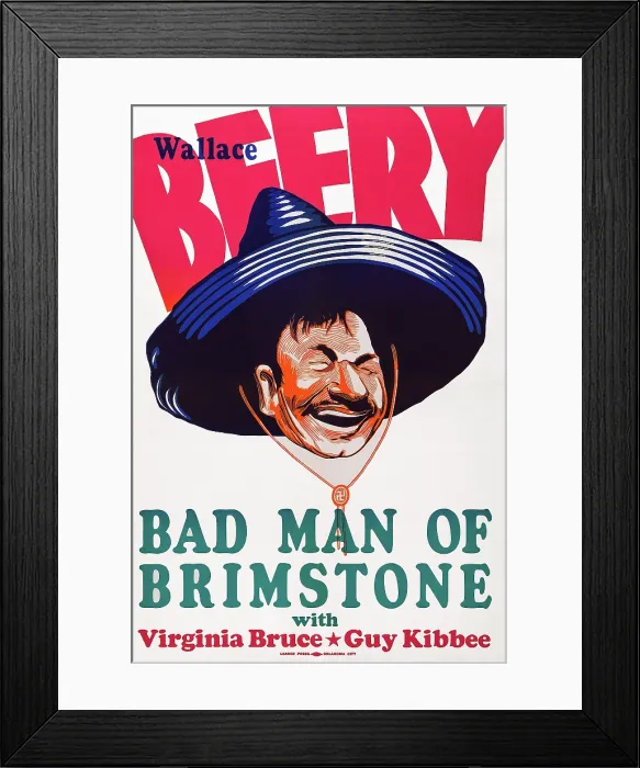 Framed Print : THE BAD MAN OF BRIMSTONE, US poster art, Wallace Beery, 1937