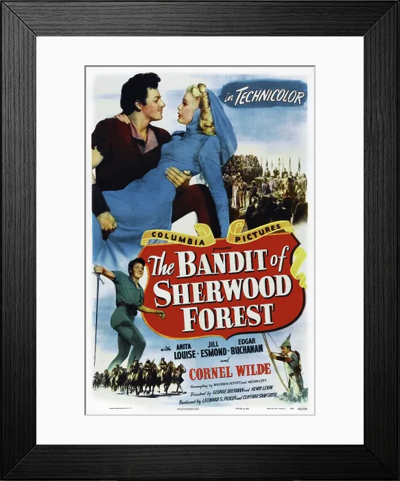 Framed Print : THE BANDIT OF SHERWOOD FOREST, US poster art, from left: Cornel Wilde, Anita Louise, 1946 Framed Print : THE BANDIT OF SHERWOOD FOREST, US poster art, from left: Cornel Wilde, Anita Louise, 1946