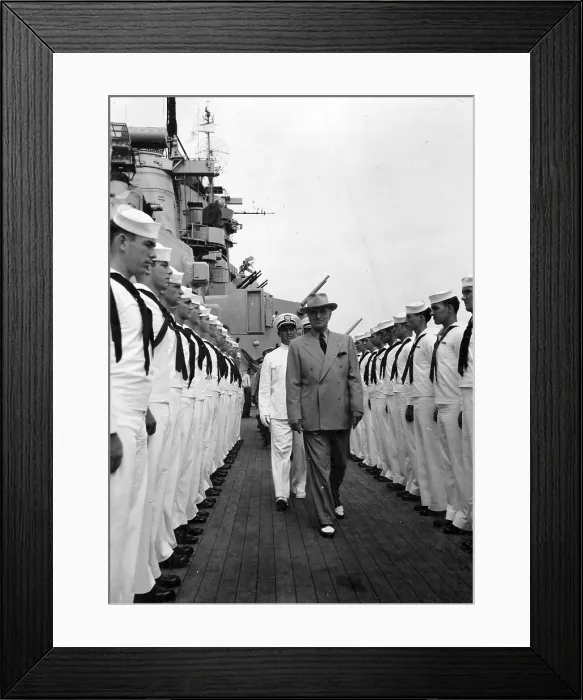Framed Print : President Harry Truman inspects the personnel of the USS Missouri, ca. 09 / 08 / 1947