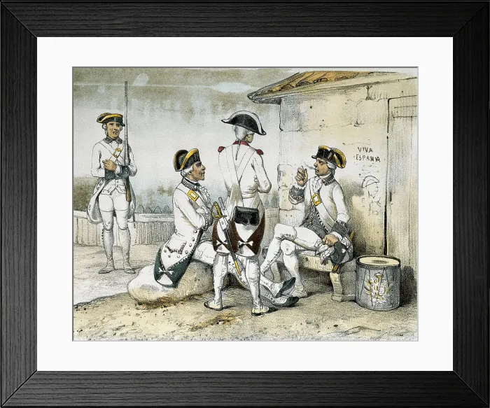 Framed Print : DE SOTTO, Serafin Maria, Earl of Clonard (1793 - 1862). Historia orgAnica de las armas de Infanteria y Caballeria espanolas. 1851 - 1859. Members of the army (1775). Engraving Framed Print : DE SOTTO, Serafin Maria, Earl of Clonard (1793 - 1862). Historia orgAnica de las armas de Infanteria y Caballeria espanolas. 1851 - 1859. Members of the army (1775). Engraving
