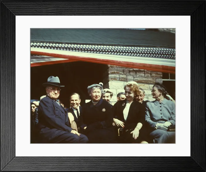 Framed Print : Truman Presidential Library Ground Breaking, May 8, 1955. L-R: Former President Harry Truman, Bess Truman, and Margaret Truman. (BSLOC_2015_2_240)