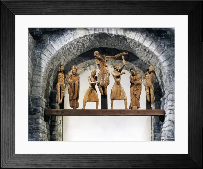 Framed Print : SPAIN. Vall de Boi. Erill la Vall. Church of Santa Eullia. The Descent from the Cross. Catalan school. 12th c. Polychrome wood sculpture