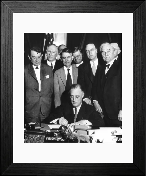 Framed Print : President Franklin D. Roosevelt signs the TVA Act, on May 18, 1933 Framed Print : President Franklin D. Roosevelt signs the TVA Act, on May 18, 1933