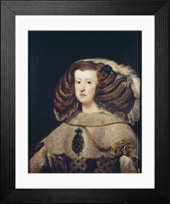 Framed Print : Maria Anna (Marian) (1634-1696). Queen of Spain (1649-1665), wife of Philip IV. Work by VELAZQUEZ, Diego Rodriguez de Silva (1599-1660). Baroque art. Oil. SPAIN. Madrid. St