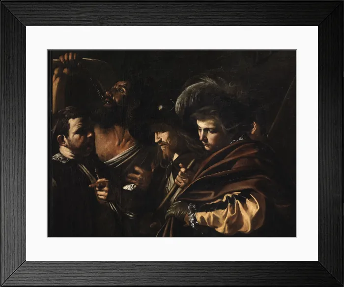 Framed Print : Seven Works of Mercy, by Merisi Michelangelo known as Caravaggio, 17th Century, 1606 -1607, oil on canvas, cm 390 x 260 - Italy, Campania, Naples