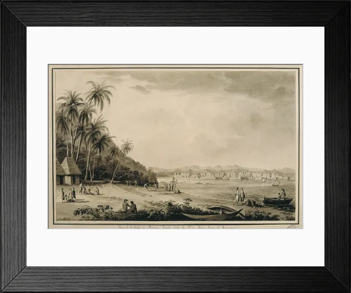 Framed Print : America (18th c.). Panama. View of the city from the island of Naos. Drawing by Fernando Brambila illustrating the scientific expedition of Alejandro Malaspina (1789-1794) Framed Print : America (18th c.). Panama. View of the city from the island of Naos. Drawing by Fernando Brambila illustrating the scientific expedition of Alejandro Malaspina (1789-1794)