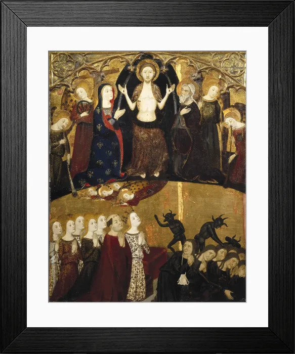Framed Print : SERRA, Jaume (1358-1397). Altarpiece of the Holy Sepulchre. 14th c. The Last Judgment. Gothic art. Tempera on wood. SPAIN. Zaragoza. Zaragoza Province Museum. - P