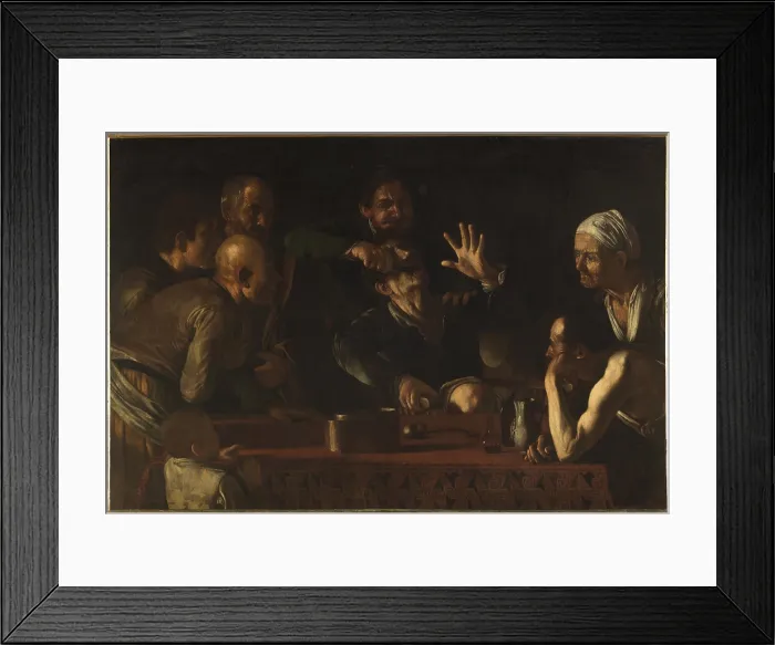Framed Print : The Tooth Drawer, by Michelangelo Merisi known as Caravaggio, 1608 - 1609 about, 17th Century, cm 139, 5 x 194, 5 - Italy, Tuscany, Florence, Palazzo Pitti, Palatine Gallery. All
