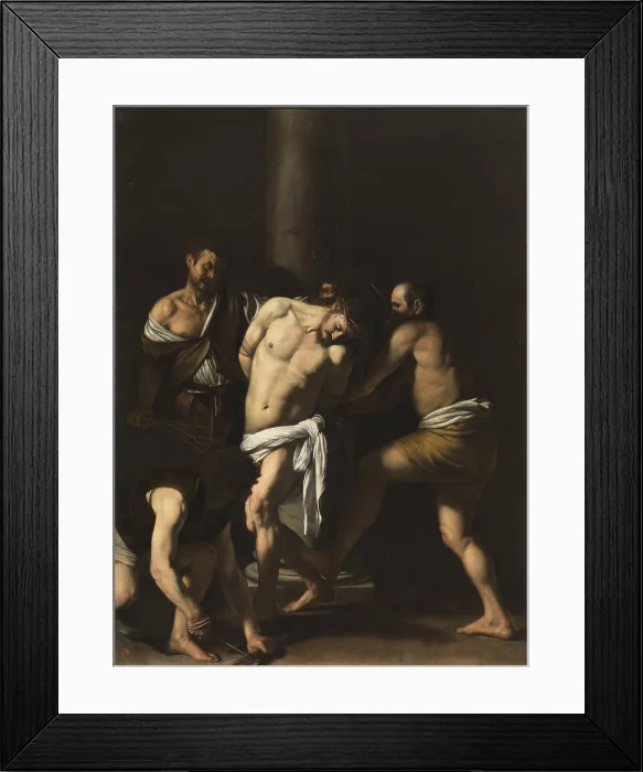 Framed Print : Flagellation of Christ, by Michelangelo Merisi known as Caravaggio, 1607, 17th Century, oil on canvas, cm 286 x 213 - Italy, Campania, Naples