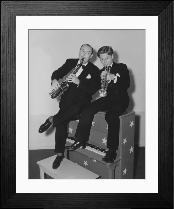 Framed Print : STRIKE UP THE BAND, from left: Paul Whiteman, Mickey Rooney on set, 1940