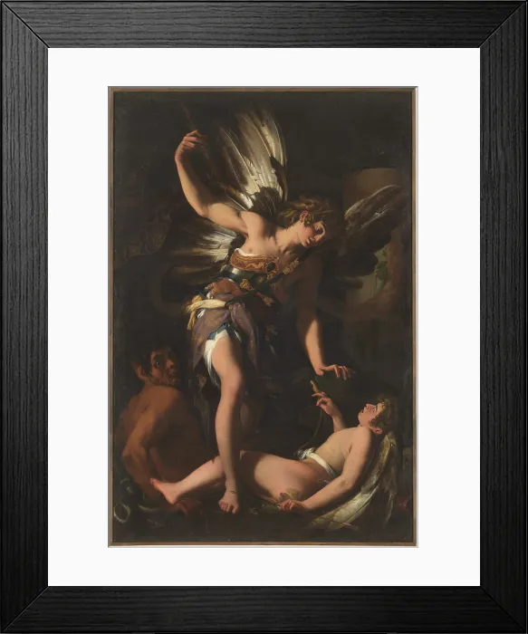 Framed Print : Love winner, by Baglione Giovanni, 17th Century, 1602, oil on canvas, cm 240 x 143 - Italy, Lazio, Rome, Palazzo Barberini, National Museum of Ancient Art