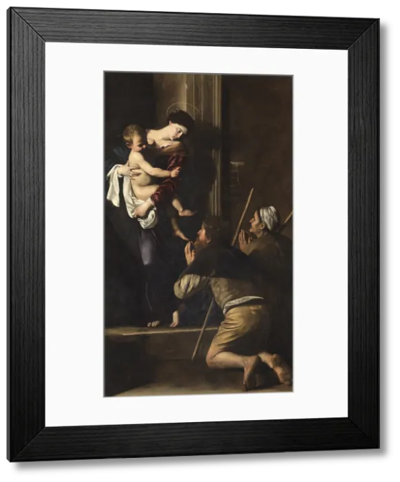 Framed Print : Madonna di Loreto, by Michelangelo Merisi known as Caravaggio, 1604 - 1606 about, 17th Century, oil on canvas, cm 260 x 150 - Italy, Lazio, Rome, SantAgostino Church
