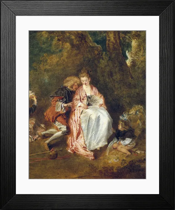 Framed Print : WATTEAU, Jean-Antoine (1684-1721). Embarkation for Cythera. ca. 1717. Central right detail. Rococo. Oil on canvas. FRANCE. Paris. Louvre Museum