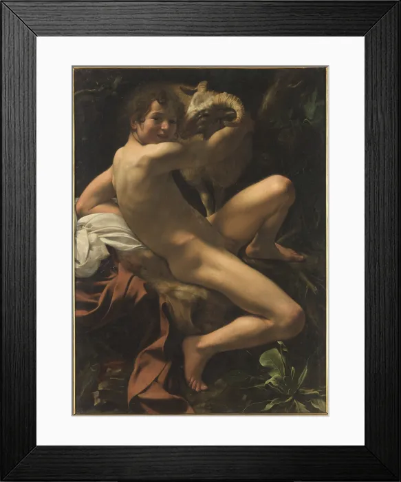 Framed Print : San Giovanni Battista nel deserto St John the Baptist in the Desert, by Unknown Artist, 1602, 17th Century, oil on canvas, cm 132 x 98, 5 - Italy, Lazio, Rome