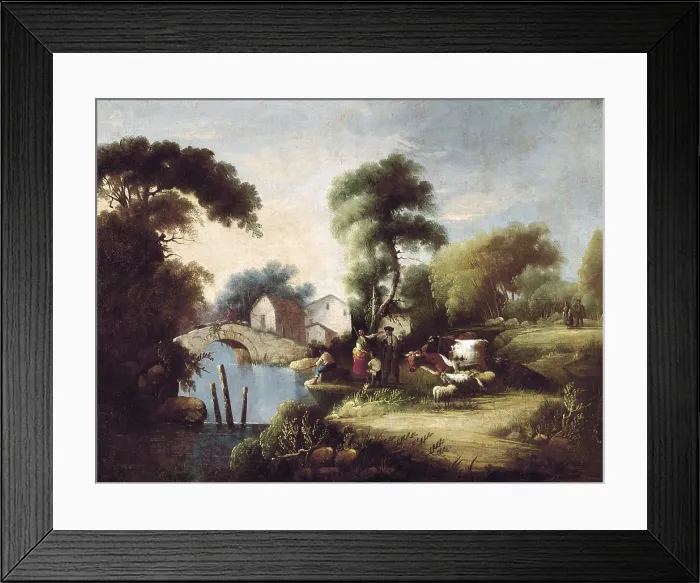 Framed Print : BARRON Y CARRILLO, Manuel (1814-1884). Landscape. 1860. Costumbrism. Oil on canvas. SPAIN. CAdiz. Diputacion Provincial de CAdiz (Cadiz Provincial Council). - P