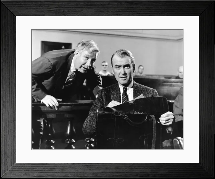 Framed Print : ANATOMY OF A MURDER, from left: Arthur O'Connell, James Stewart, 1959