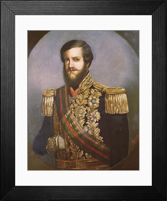 Framed Print : MENEZES, Luis de Miranda Pereira, Viscount of (1820-1878). Pedro II, Emperor of Brazil. Oil on canvas. BRAZIL. Rio de Janeiro. National Historical Museum Framed Print : MENEZES, Luis de Miranda Pereira, Viscount of (1820-1878). Pedro II, Emperor of Brazil. Oil on canvas. BRAZIL. Rio de Janeiro. National Historical Museum