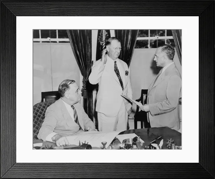 Framed Print : Supreme Court Justice Felix Frankfurter administers oath of office to Secretary of Navy, Col. Frank Knox