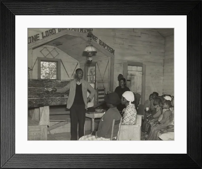 Framed Print : Teacher conducting school in a Baptist Church, Gees Bend, Alabama, April 1937