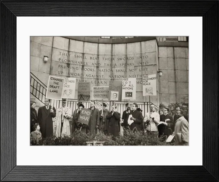 Framed Print : Conscientious objectors from the War Resisters League picketing near the United Nations in New York City