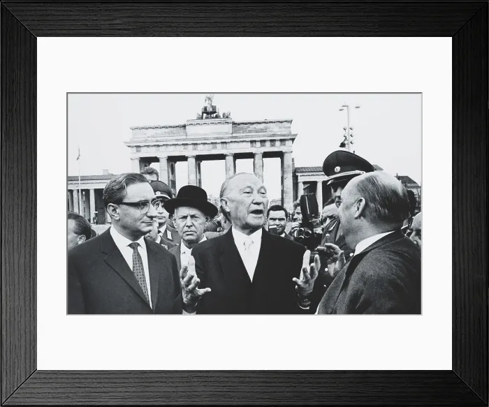 Framed Print : West German Chancellor Konrad Adenauer at Brandenburg Gate, Oct. 31, 1963. Adenauer, was the first Chancellor of the West German Federal Republic, an office he held for 14 years Framed Print : West German Chancellor Konrad Adenauer at Brandenburg Gate, Oct. 31, 1963. Adenauer, was the first Chancellor of the West German Federal Republic, an office he held for 14 years