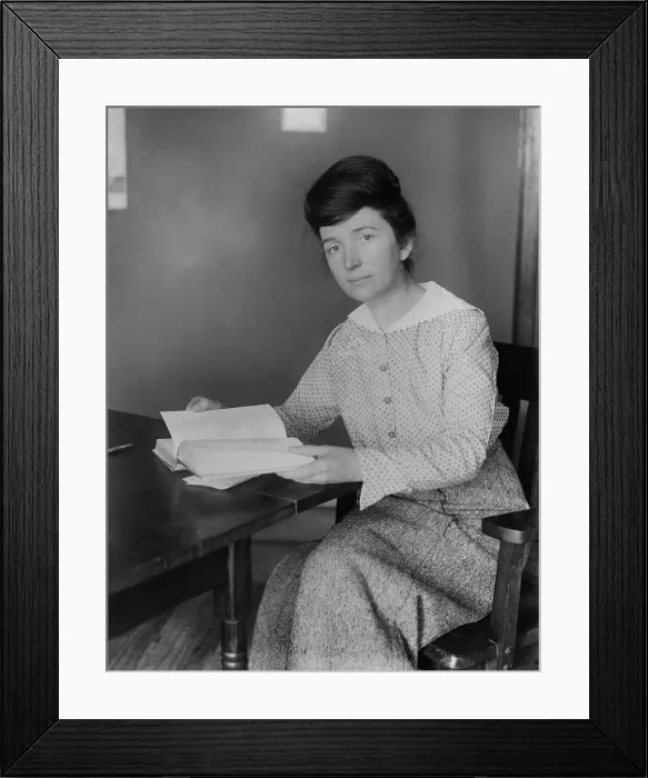 Framed Print : Margaret Sanger outside her birth control clinic in Brownsville, Brooklyn, Oct. 27, 1916. It was the first woman's birth control clinic of its kind in the United States