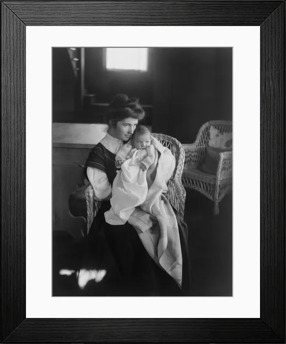 Framed Print : Margaret Sanger holding her infant son Grant Sanger in 1908. Grant became a surgeon at Columbia-Presbyterian Hospital in New York. (BSLOC_2015_16_217)