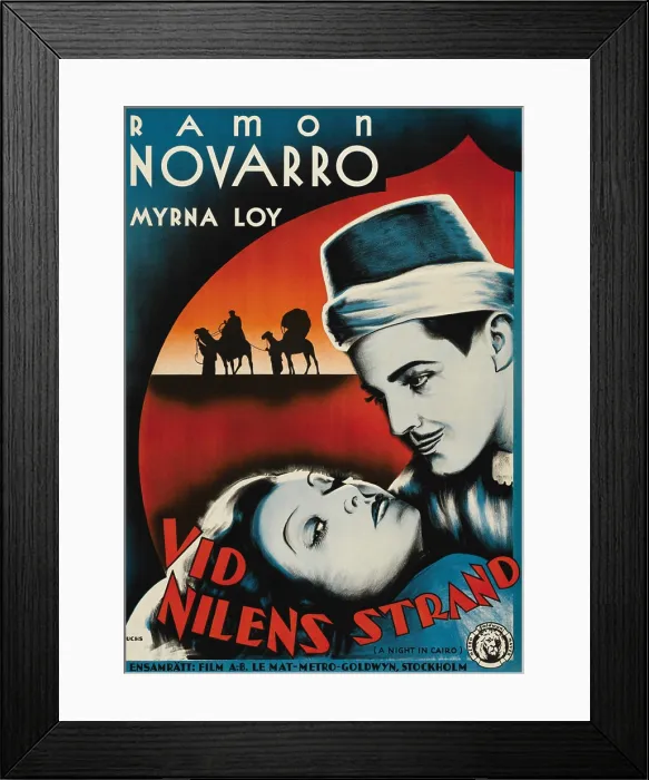 Framed Print : THE BARBARIAN, (A NIGHT IN CAIRO, aka VID NILENS STRAND), l-r: Myrna Loy, Ramon Novarro on Swedish poster art, 1933 Framed Print : THE BARBARIAN, (A NIGHT IN CAIRO, aka VID NILENS STRAND), l-r: Myrna Loy, Ramon Novarro on Swedish poster art, 1933