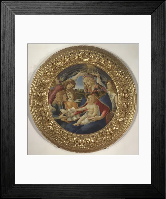 Framed Print : Madonna with Child and Five Angels (Madonna del Magnificat), by Sandro Filipepi Known as Botticelli, 1481 - 1483, 15th Century, tempera on panel, 118 cm - Italy, Tuscany Framed Print : Madonna with Child and Five Angels (Madonna del Magnificat), by Sandro Filipepi Known as Botticelli, 1481 - 1483, 15th Century, tempera on panel, 118 cm - Italy, Tuscany
