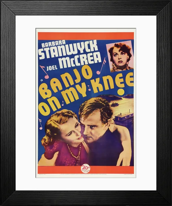 Framed Print : BANJO ON MY KNEE, US poster art, top: Katherine DeMille; bottom from left: Barbara Stanwyck, Joel McCrea, 1936 Framed Print : BANJO ON MY KNEE, US poster art, top: Katherine DeMille; bottom from left: Barbara Stanwyck, Joel McCrea, 1936