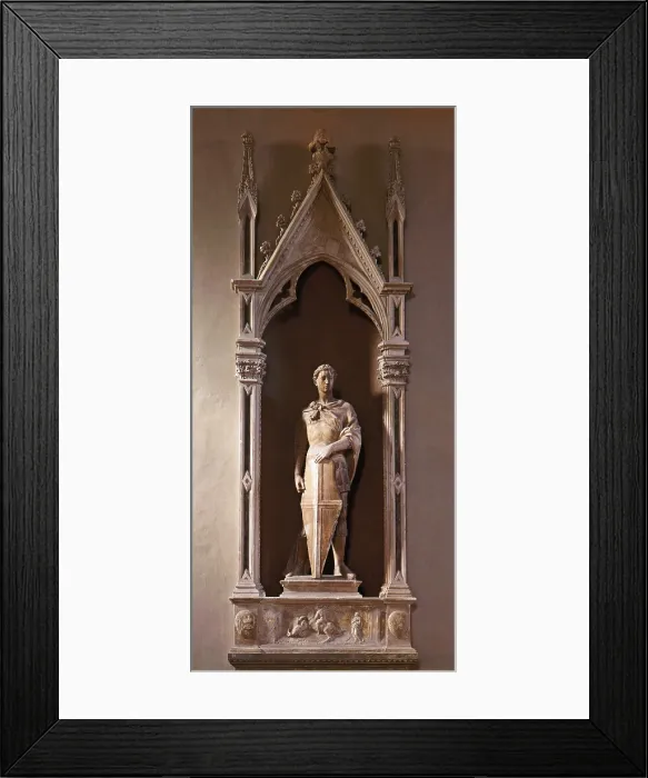 Framed Print : St George, by Donato di Niccol di Betto Bardi known as Donatello, 15th Century, 1417, marble, cm 209 x 67 - Italy, Tuscany, Florence, Bargello National Museum