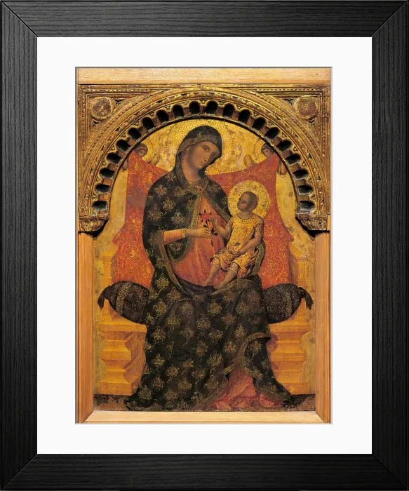 Framed Print : Madonna with Child Enthroned, by Paolo Veneziano, 1335 about, 14th Century, panel, cm 102 x 73 - Italy, Veneto, Venice, Accademia Art Galleries, from SantAlvise. All Framed Print : Madonna with Child Enthroned, by Paolo Veneziano, 1335 about, 14th Century, panel, cm 102 x 73 - Italy, Veneto, Venice, Accademia Art Galleries, from SantAlvise. All
