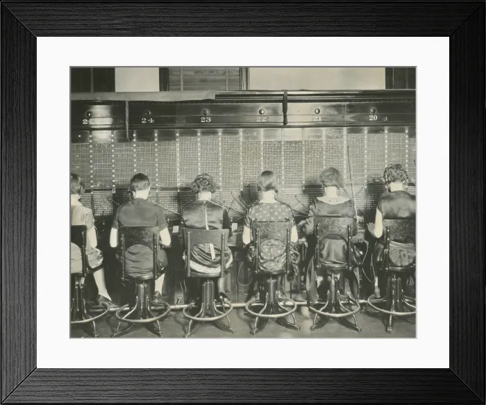 Framed Print : Back view of young women telephone switchboard operations. Washington, D.C. April 7, 1927. (BSLOC_2015_16_224)