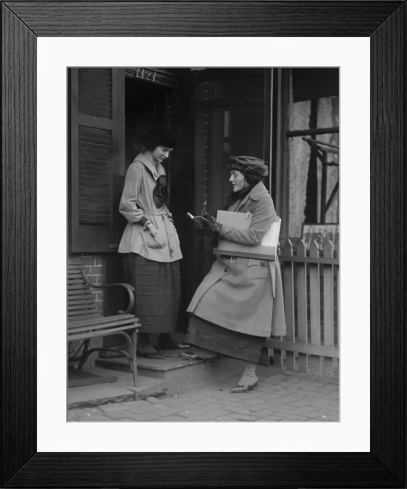 Framed Print : Young women working as a U.S. Census taker in 1920. Washington, D.C. vicinity. (BSLOC_2015_16_225) Framed Print : Young women working as a U.S. Census taker in 1920. Washington, D.C. vicinity. (BSLOC_2015_16_225)