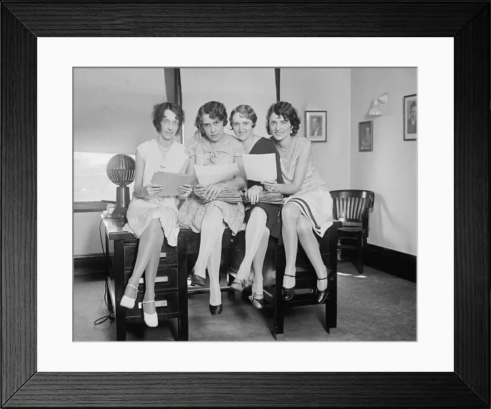 Framed Print : Four young women who work in the Aeronautic Division of the Dept. of Commerce. Sept. 9, 1929. (BSLOC_2015_16_227) Framed Print : Four young women who work in the Aeronautic Division of the Dept. of Commerce. Sept. 9, 1929. (BSLOC_2015_16_227)