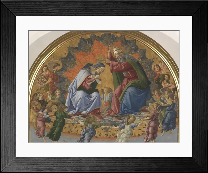 Framed Print : The Coronation of the Virgin with St John the Evangelist St Augustine St Jerome St Eligius (Altarpiece of St Mark), by Sandro Filipepi Known as Botticelli, 1490 - 1493 Framed Print : The Coronation of the Virgin with St John the Evangelist St Augustine St Jerome St Eligius (Altarpiece of St Mark), by Sandro Filipepi Known as Botticelli, 1490 - 1493