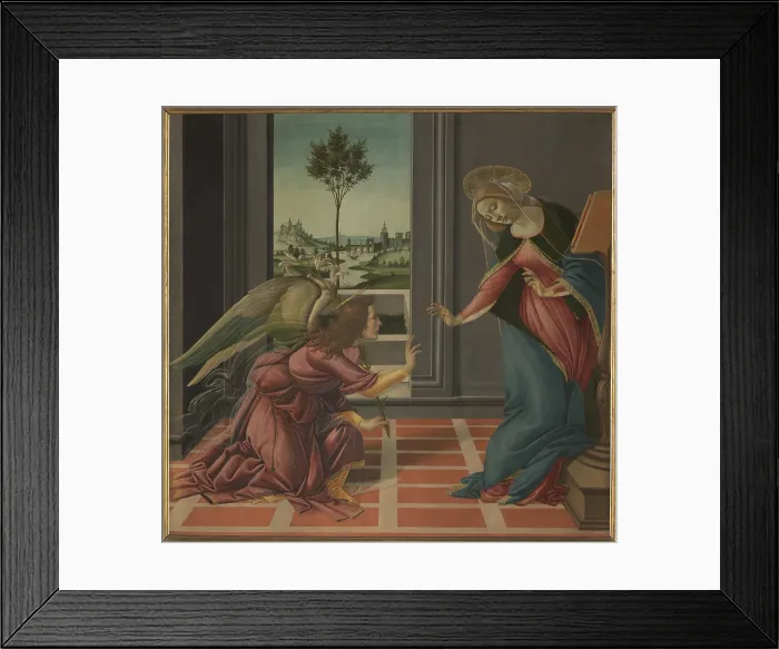 Framed Print : The Annunciation, by Sandro Filipepi Known as Botticelli, 1489 - 1490, 15th Century, panel, cm 150 x 156 - Italy, Tuscany, Florence, Uffizi Gallery Framed Print : The Annunciation, by Sandro Filipepi Known as Botticelli, 1489 - 1490, 15th Century, panel, cm 150 x 156 - Italy, Tuscany, Florence, Uffizi Gallery