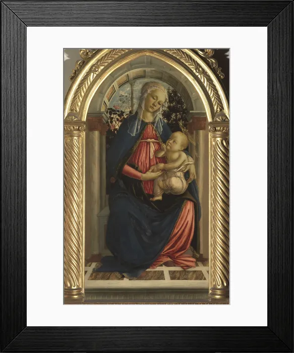 Framed Print : Virgin and Child (The Madonna of the Roses), by Filipepi Sandro Known as Botticelli, 15th Century, 1470, panel, - Italy, Tuscany, Florence, Uffizi Gallery