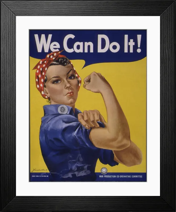 Framed Print : We Can Do It! World War 2 poster boosting morale of American women contributing to the war effort. It was created by J. Howard Miller for Westinghouse Company in 1942